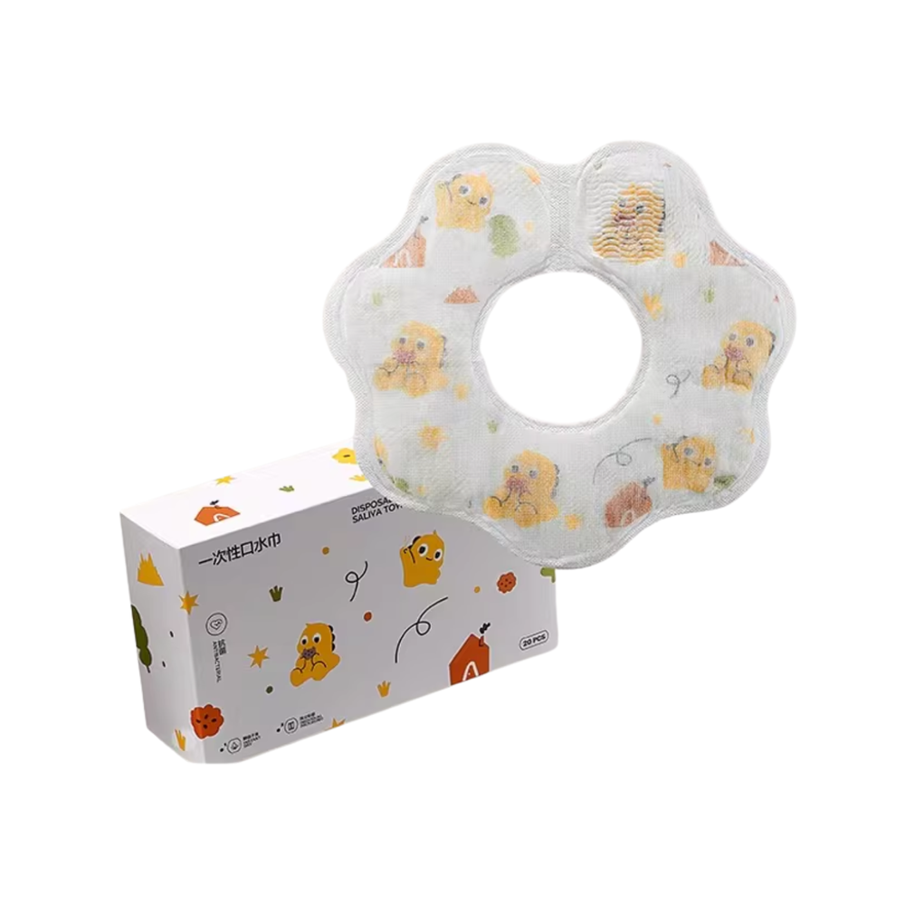 Babycare - Disposable Saliva Towel 20pcs - Dino Yellow