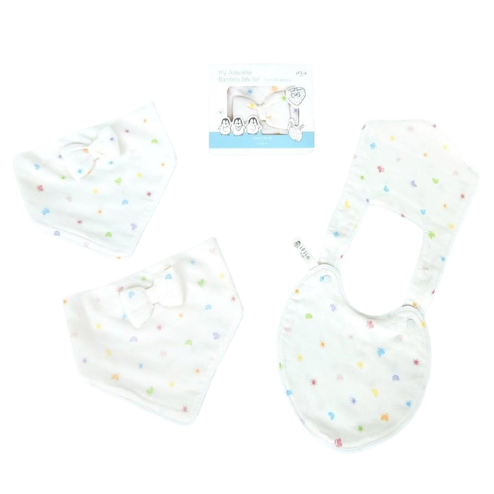 Iflin Baby - My Adorable Bamboo Bibs - 3 Pc Set - Playful Sky