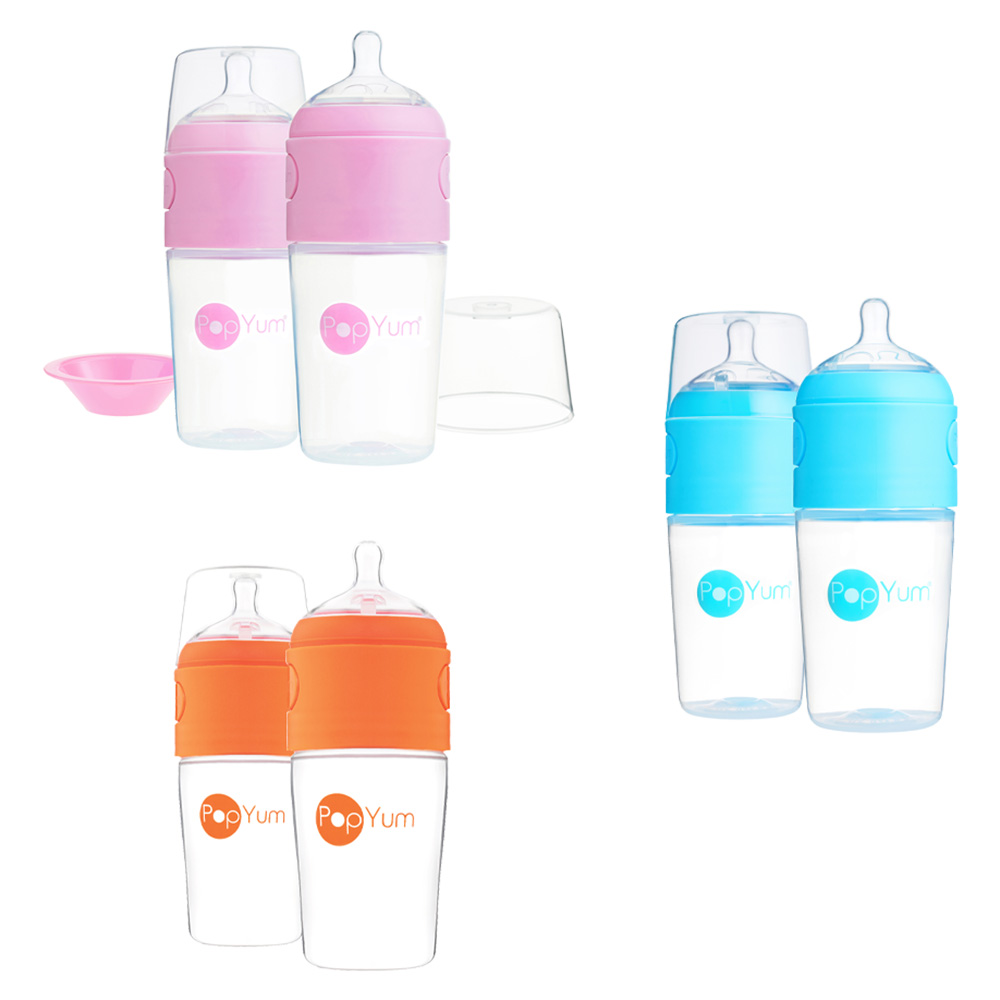 PopYum - Anti-Colic Baby Bottles - Pack of 2 - Medium Flow - 260 ml