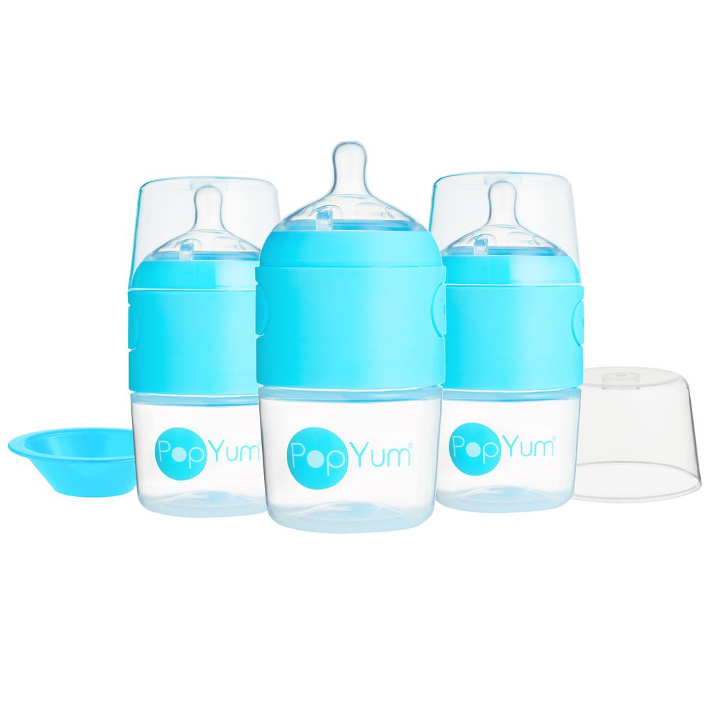 PopYum - Anti-Colic Baby Bottles - Pack of 3 - Slow Flow - 150 ml - Blue