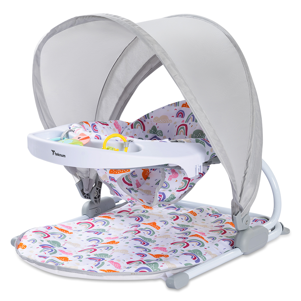 Teknum Baby Sit Up Support Chair With Feeding Tray - Grey