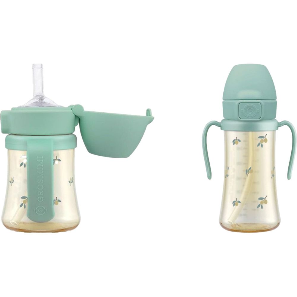 Grosmimi - Flip Top Spill Proof Sippy Cup - Olive