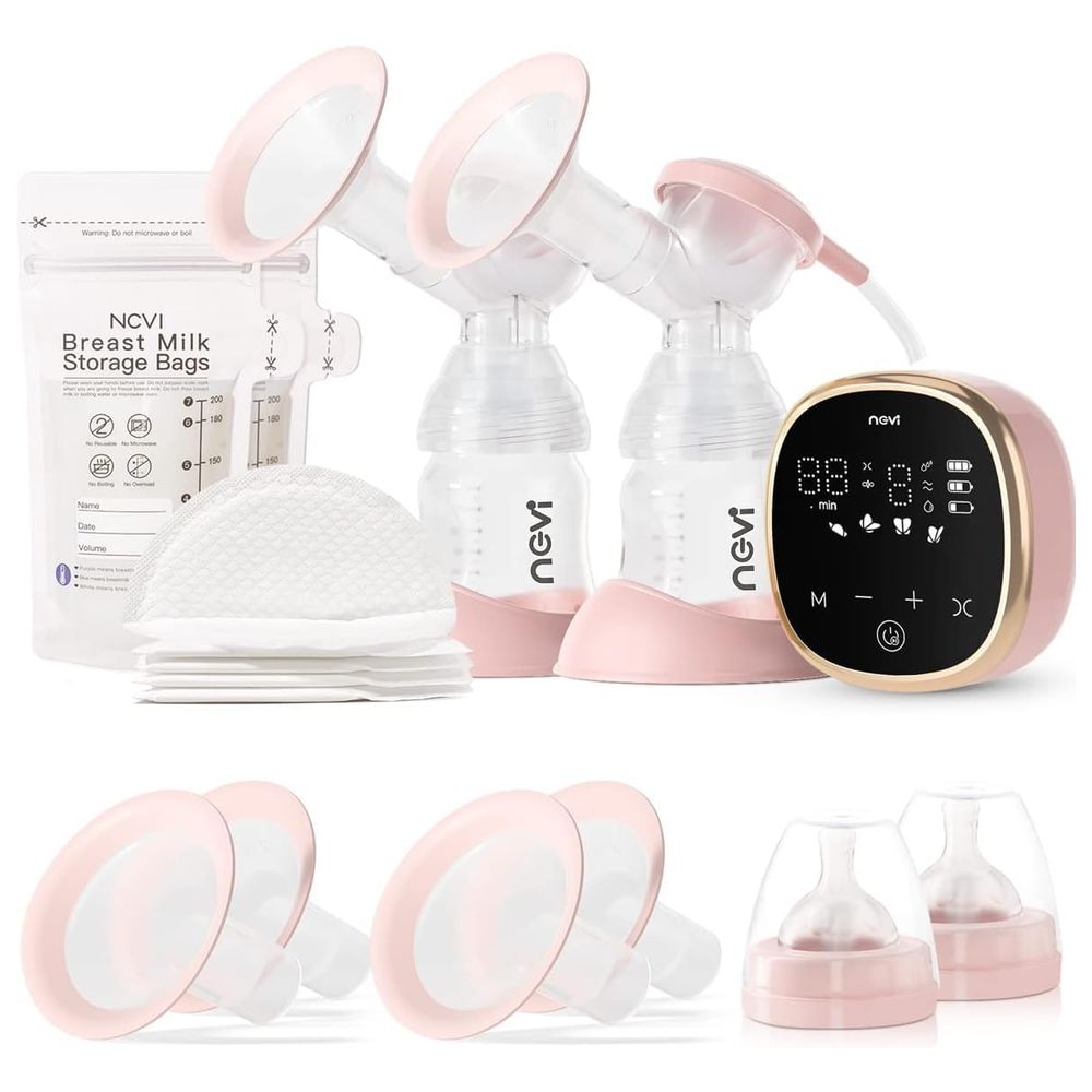 NCVI Portable Electric BPA Free Breast Pump - Pink/Clear
