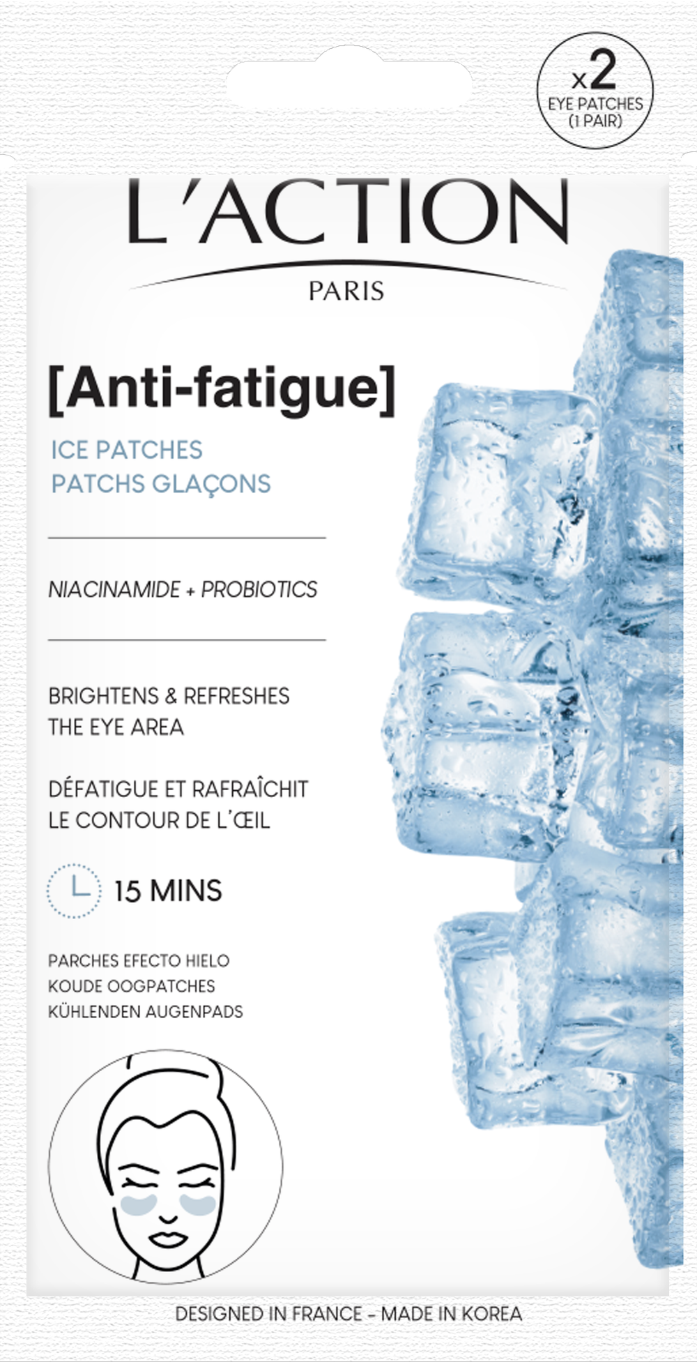 L'Action - Anti-Fatigue Under Eye Ice Patches - 2 Pcs