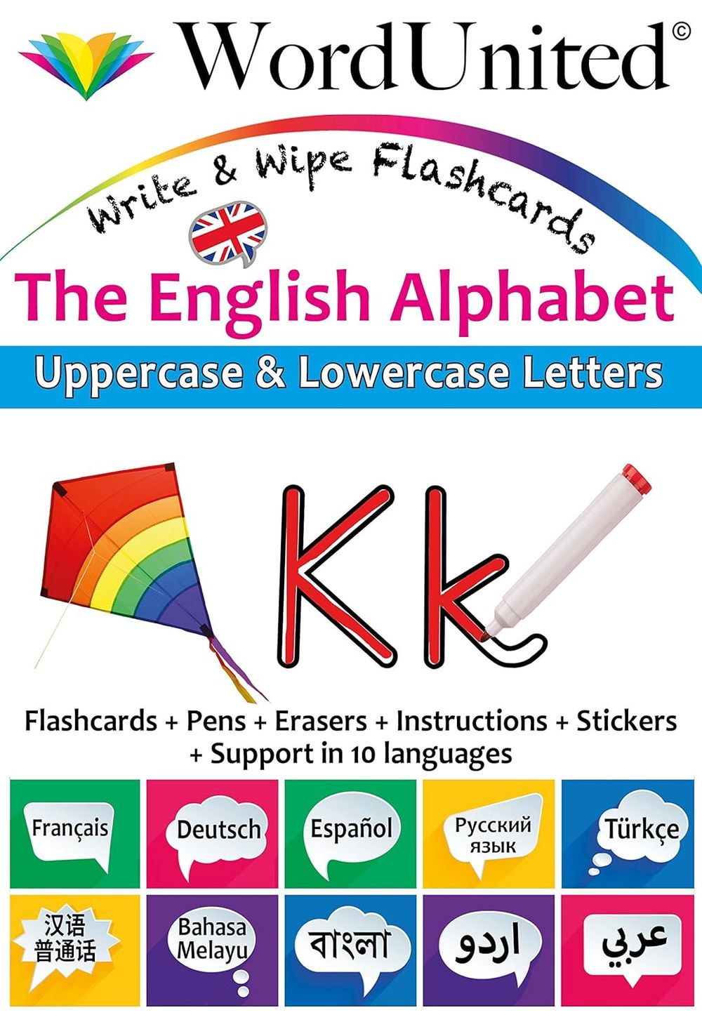 Word United - English Alphabet - Write & Wipe Flash Cards