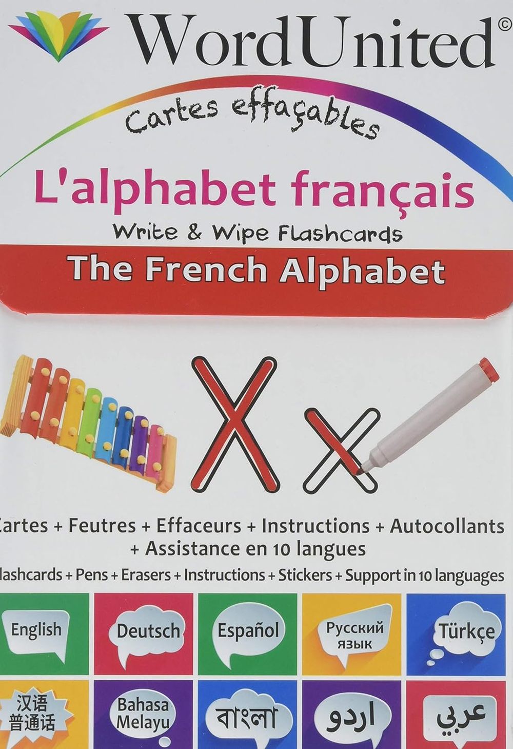 Word United - French Alphabet - Write & Wipe Flash Cards