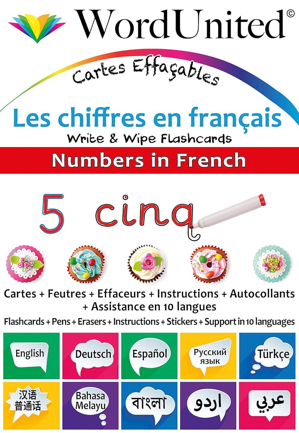 Word United - Numbers In French - Write & Wipe Flash Cards