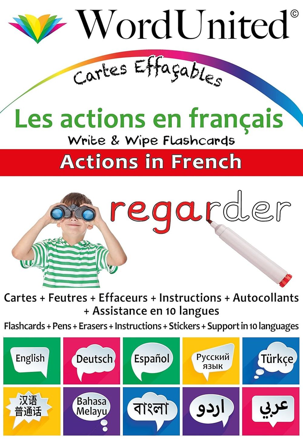 Word United - Actions In French - Write & Wipe Flash Cards
