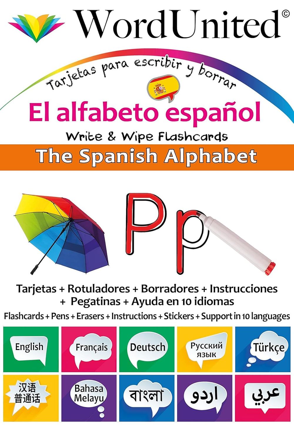 Word United - Spanish Alphabet - Write & Wipe Flash Cards