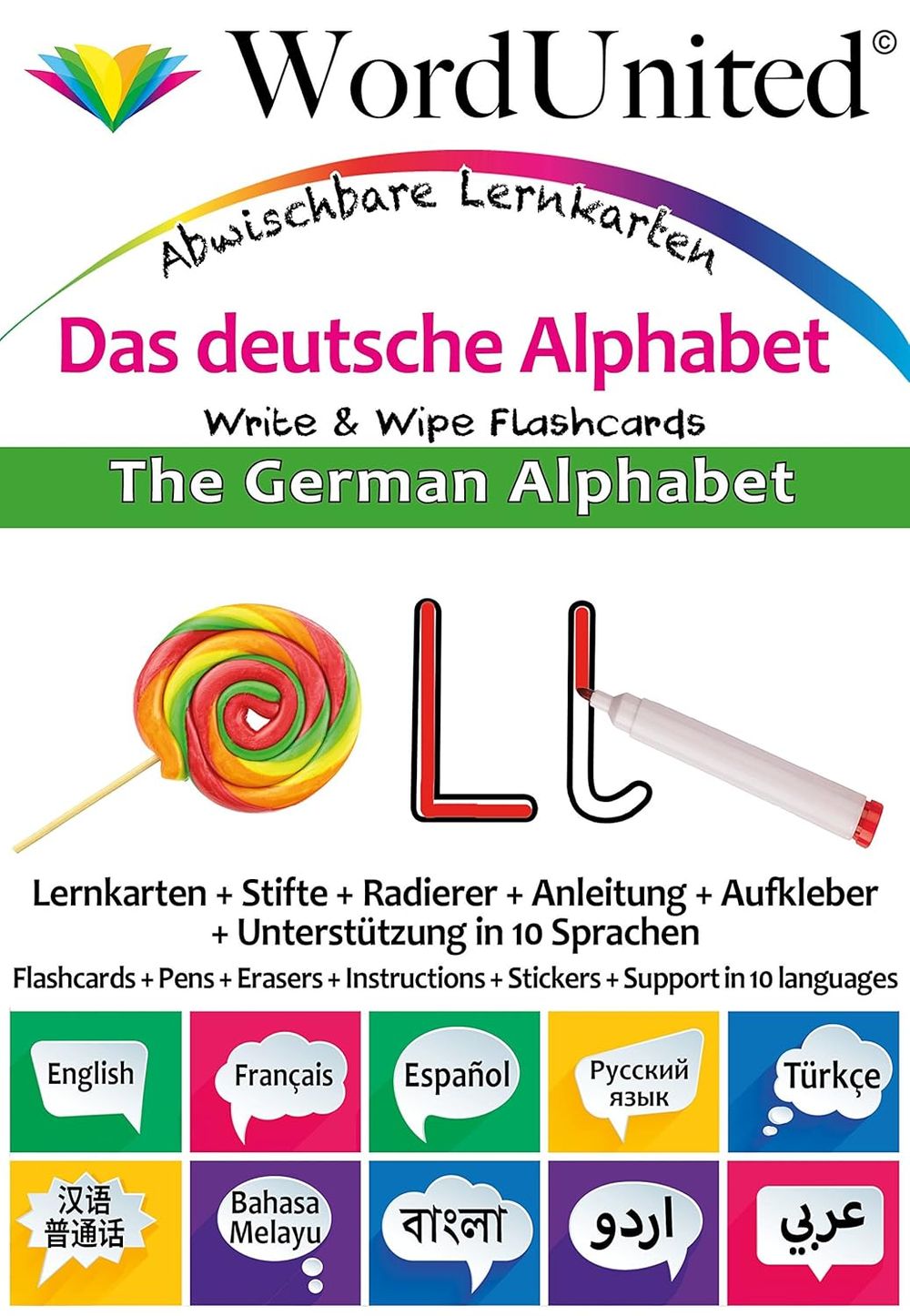 Word United - The German Alphabet - Write & Wipe Flash Cards