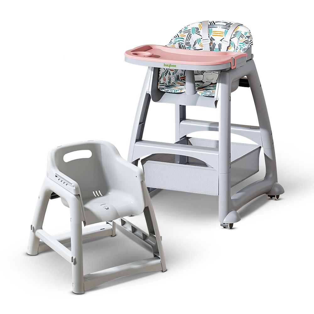 Baybee - Baby High Chair With Adjustable Gear - Multicolor