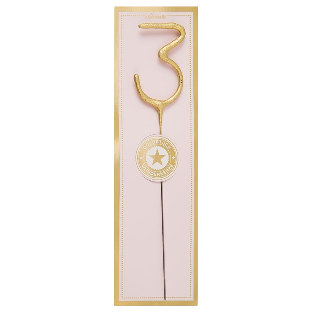 وندر كاندل - شمعة رقم 3 لامعة - ذهبي