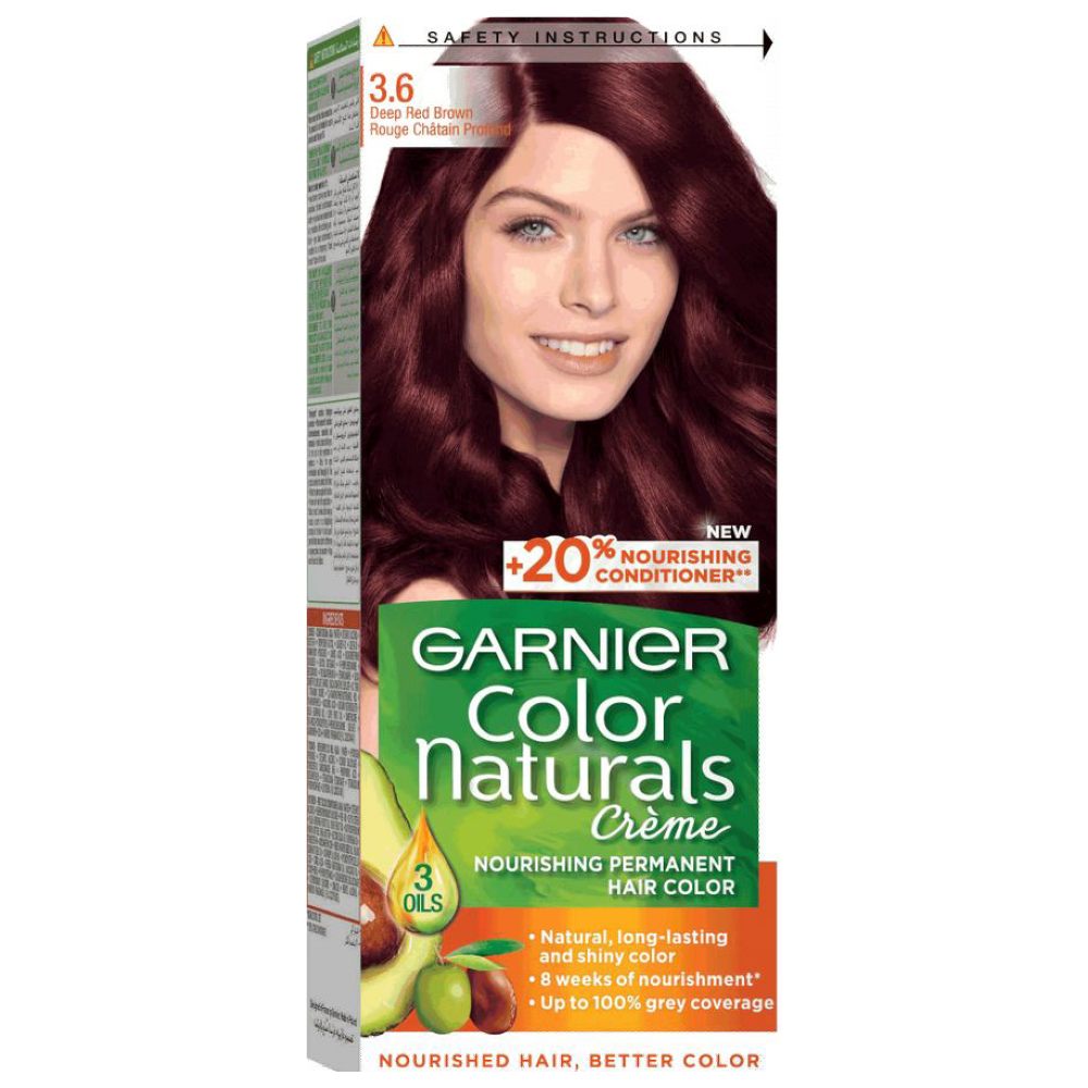 غارنييه - كريم صبغة الشعر كولور ناتشرالز  - 3.6 بني أحمر غامق