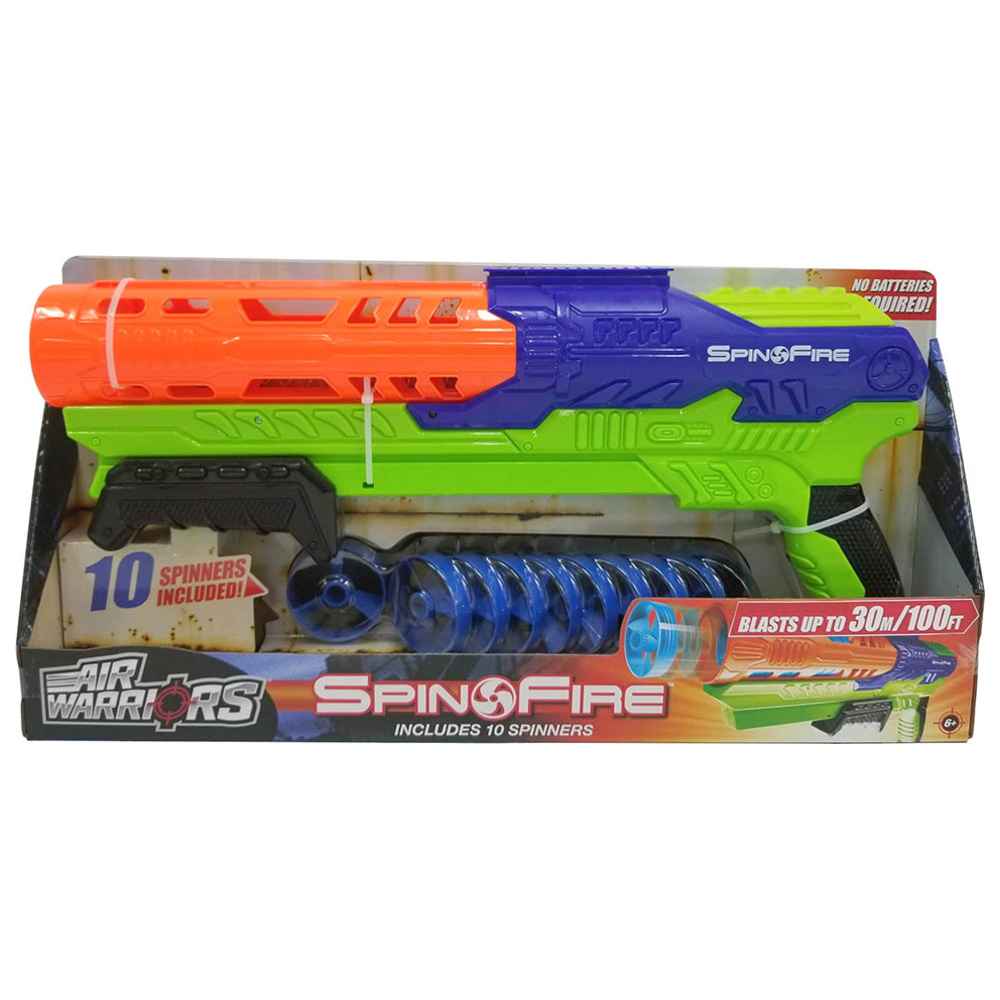 ألعاب باز بي - مسدس إير ووريرز سبين فاير مع حلقات طائرة - 11 قطعة