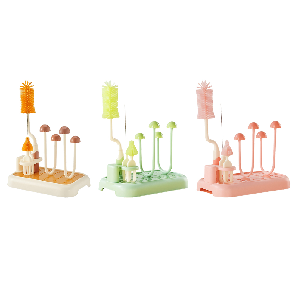 Factory Price Baby Bottle Cleaning Brush Set with Drying Rack