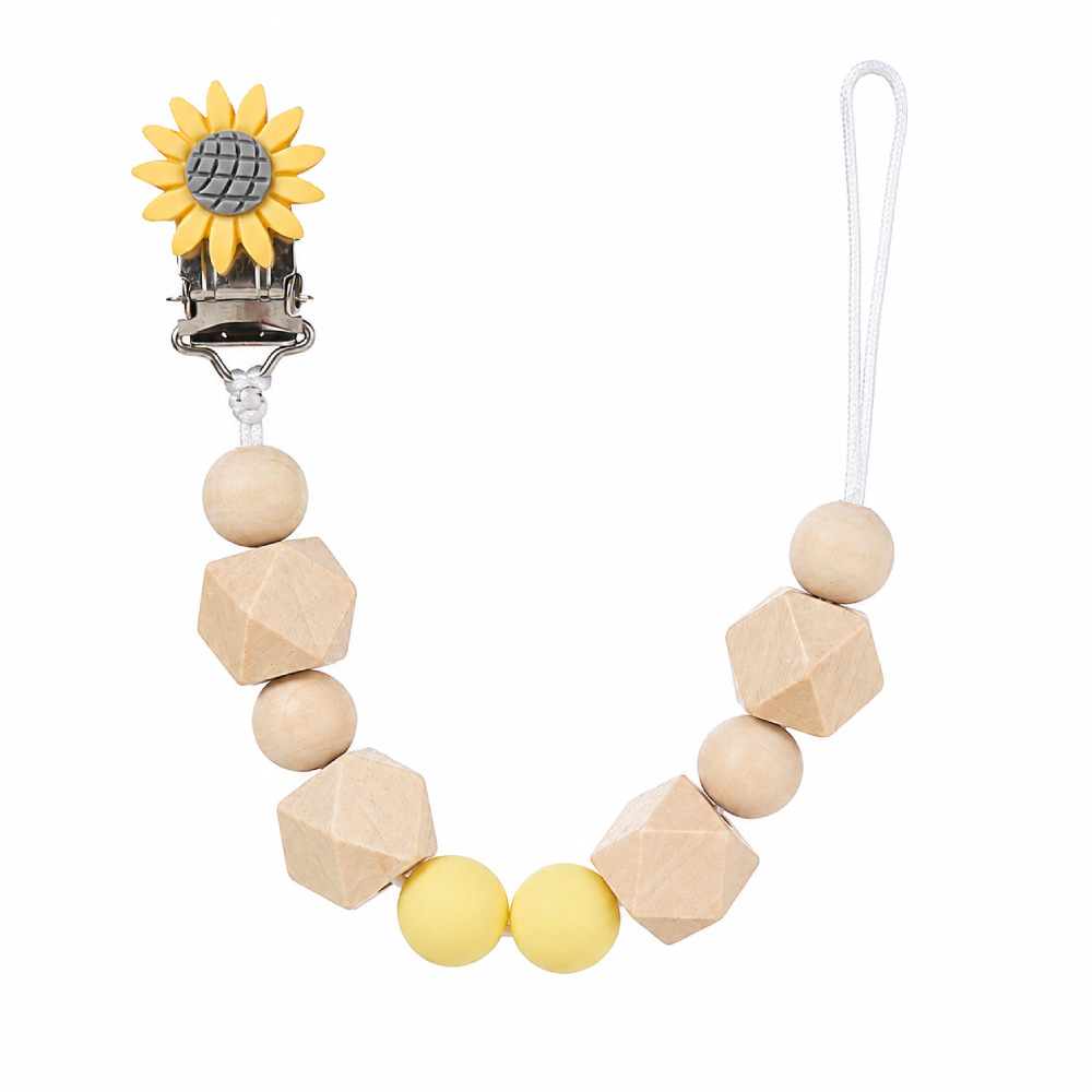 Factory Price - Classy Wooden Pacifier Clip - Yellow