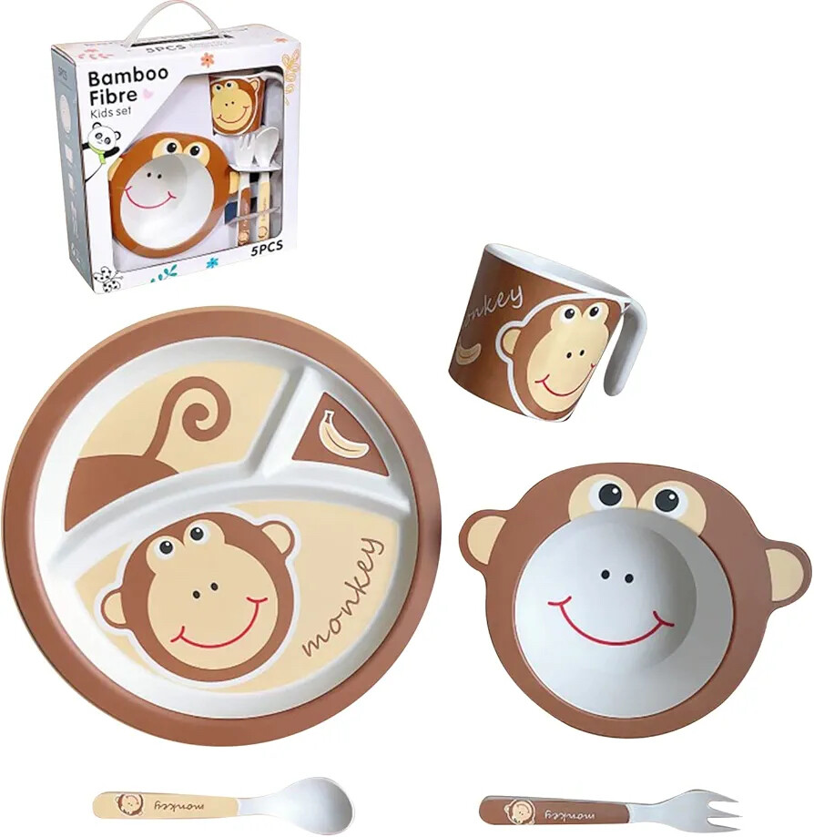 Factory Price - Monkey Bamboo Tableware Set - 5 Pcs
