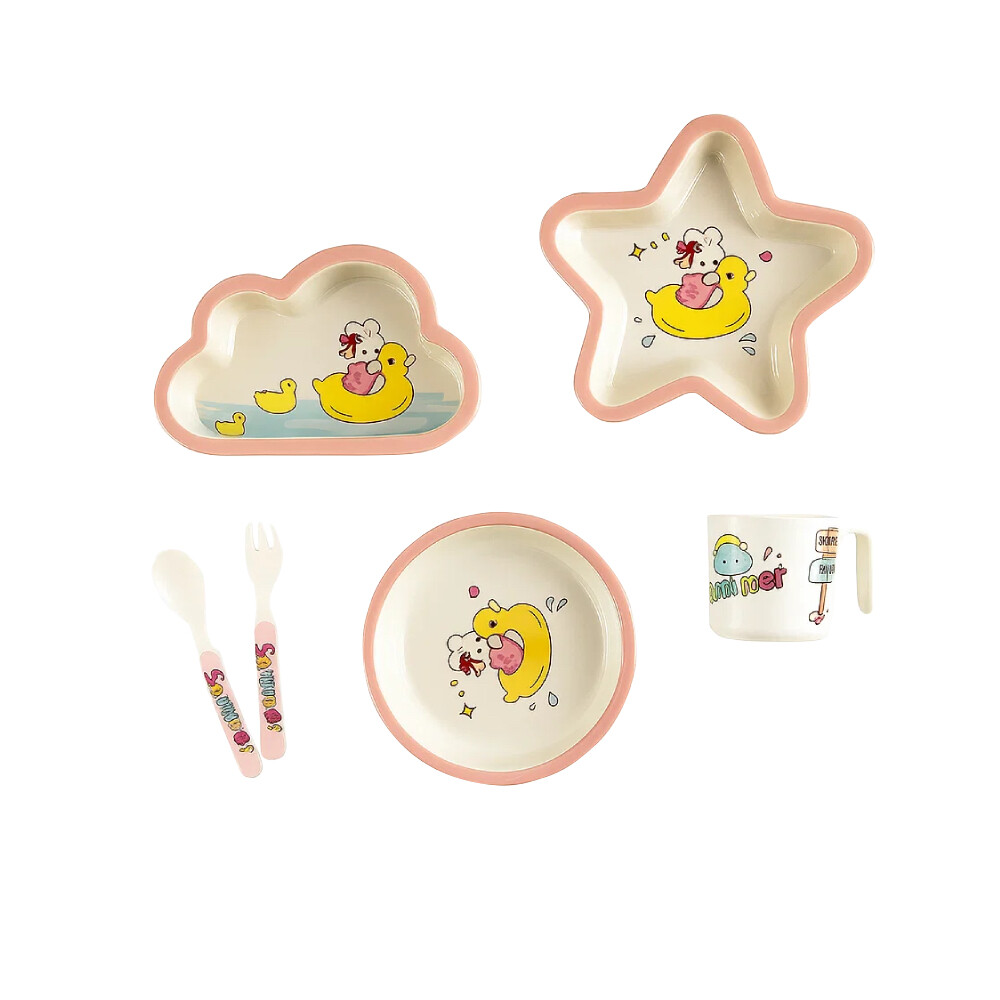 Factory Price - Star And Cloud Duck Bamboo Tableware Set - 6 Pcs