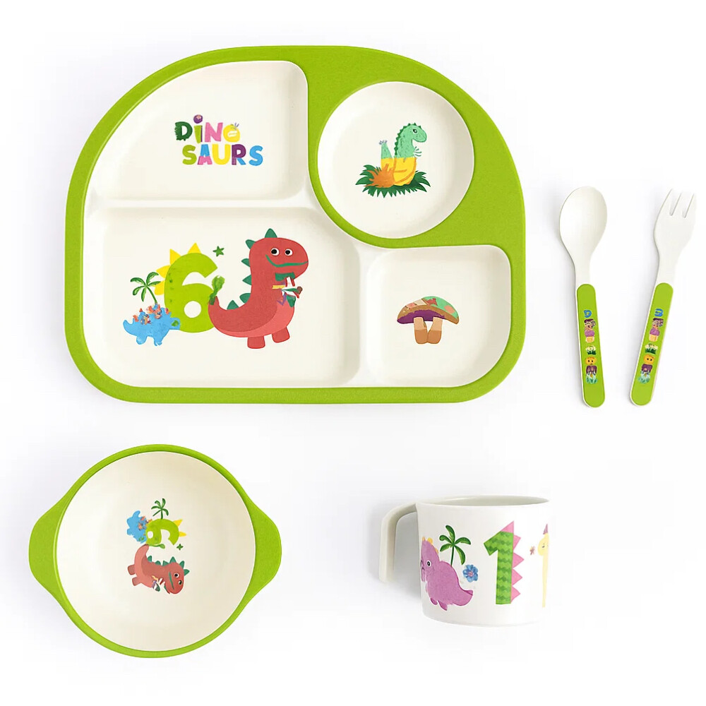 Factory Price - Dinosaurs Bamboo Tableware Set - 5 Pcs