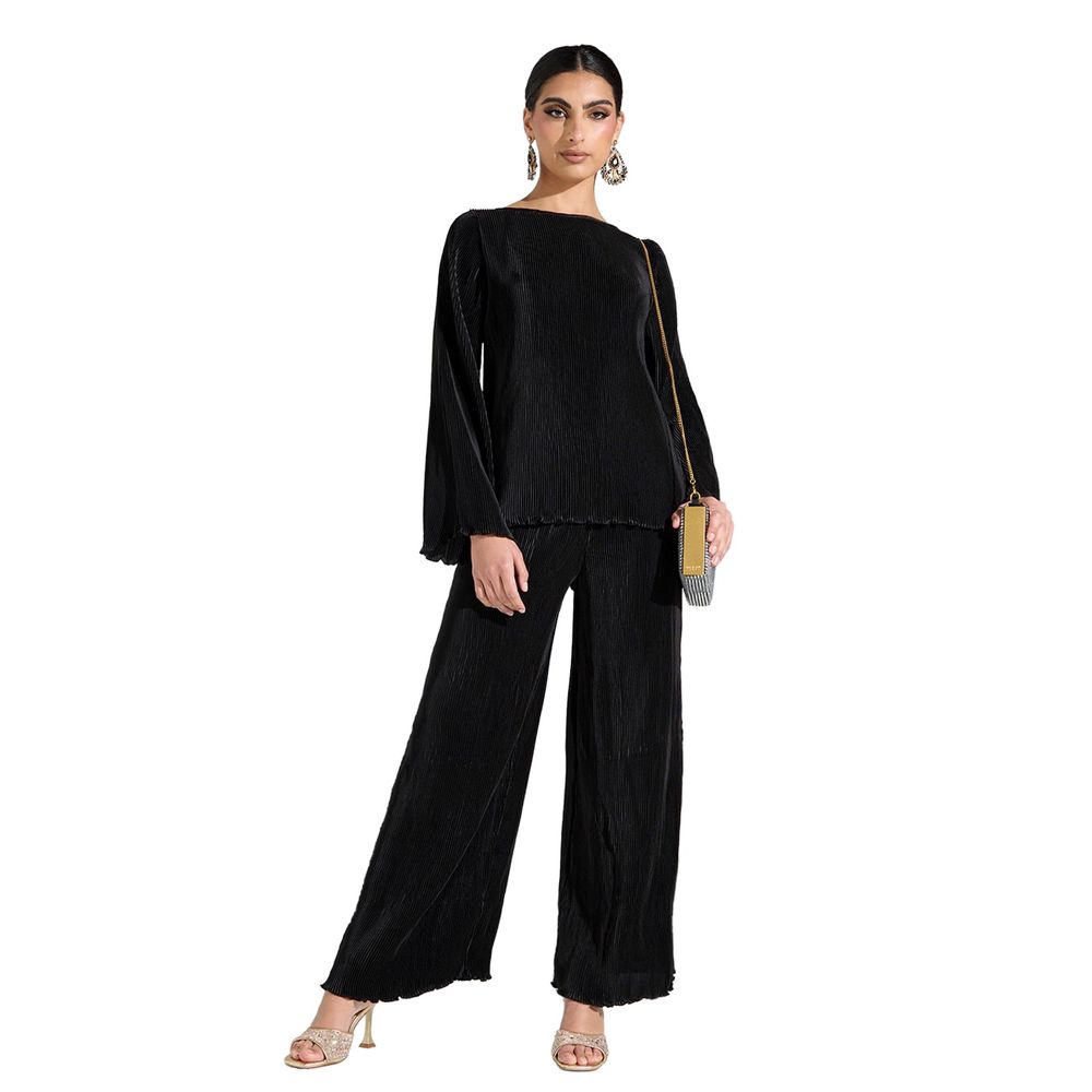 Si Noir - Women' Soft Pleated Top - Black