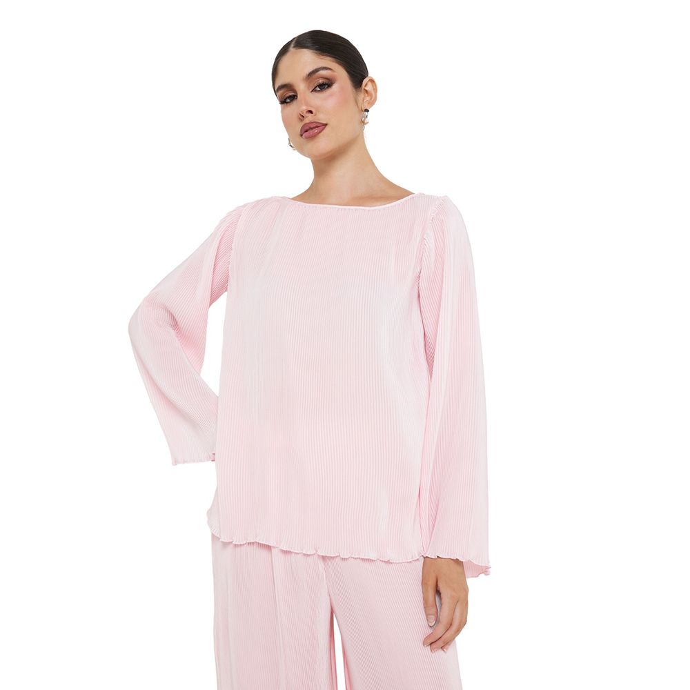 Si Noir - Women' Soft Pleated Top - Blush
