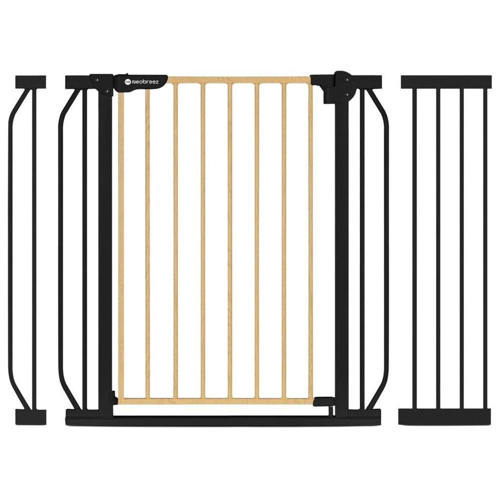 Neobreez FERMII Autoclose Safety Gate W/10 & 20cm Ext, 75 to 85(up to 115 cm) - Black
