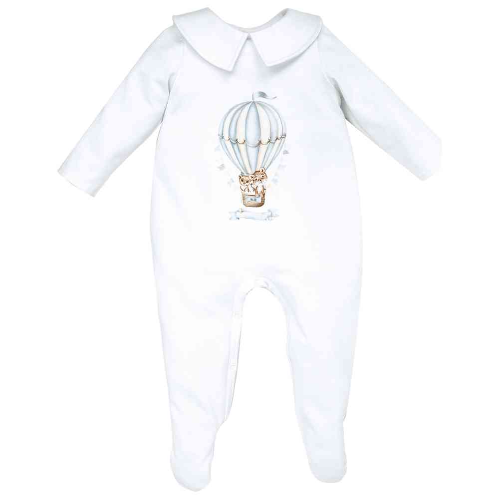 جاميكس - طقم ملابس نوم بقدمين وقماط - أبيض - قطعتين