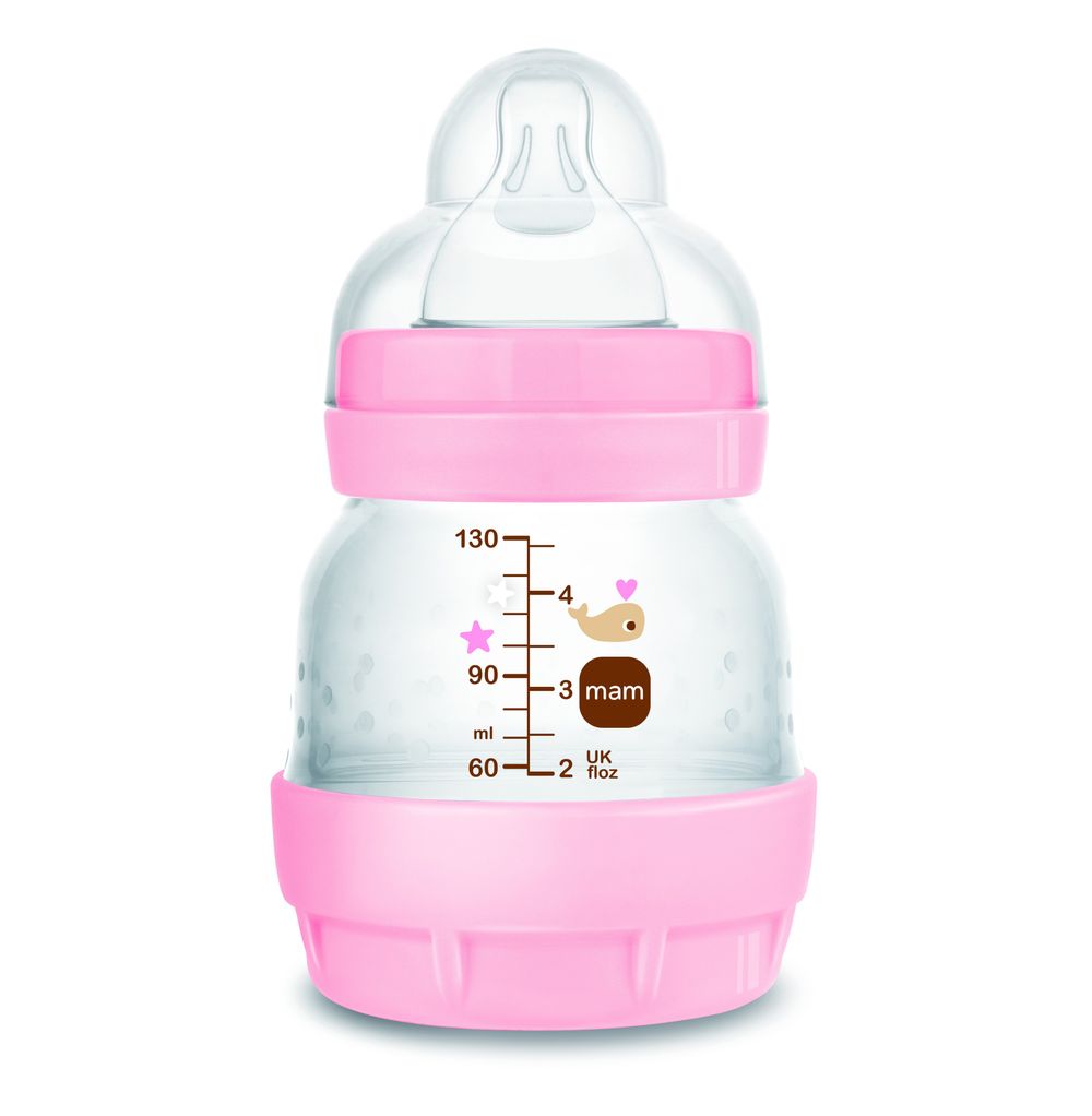 Mam - Baby Easy Start Anticolic Silicone Bottle - Sealife Pink - 130 ml