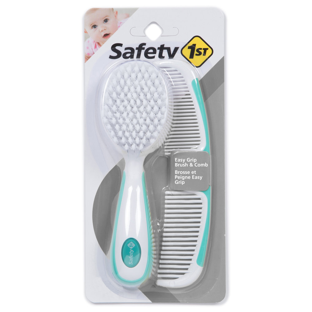 Safety 1st - Baby Easy Grip Brush And Comb Set - White/Aqua - 2 Pcs