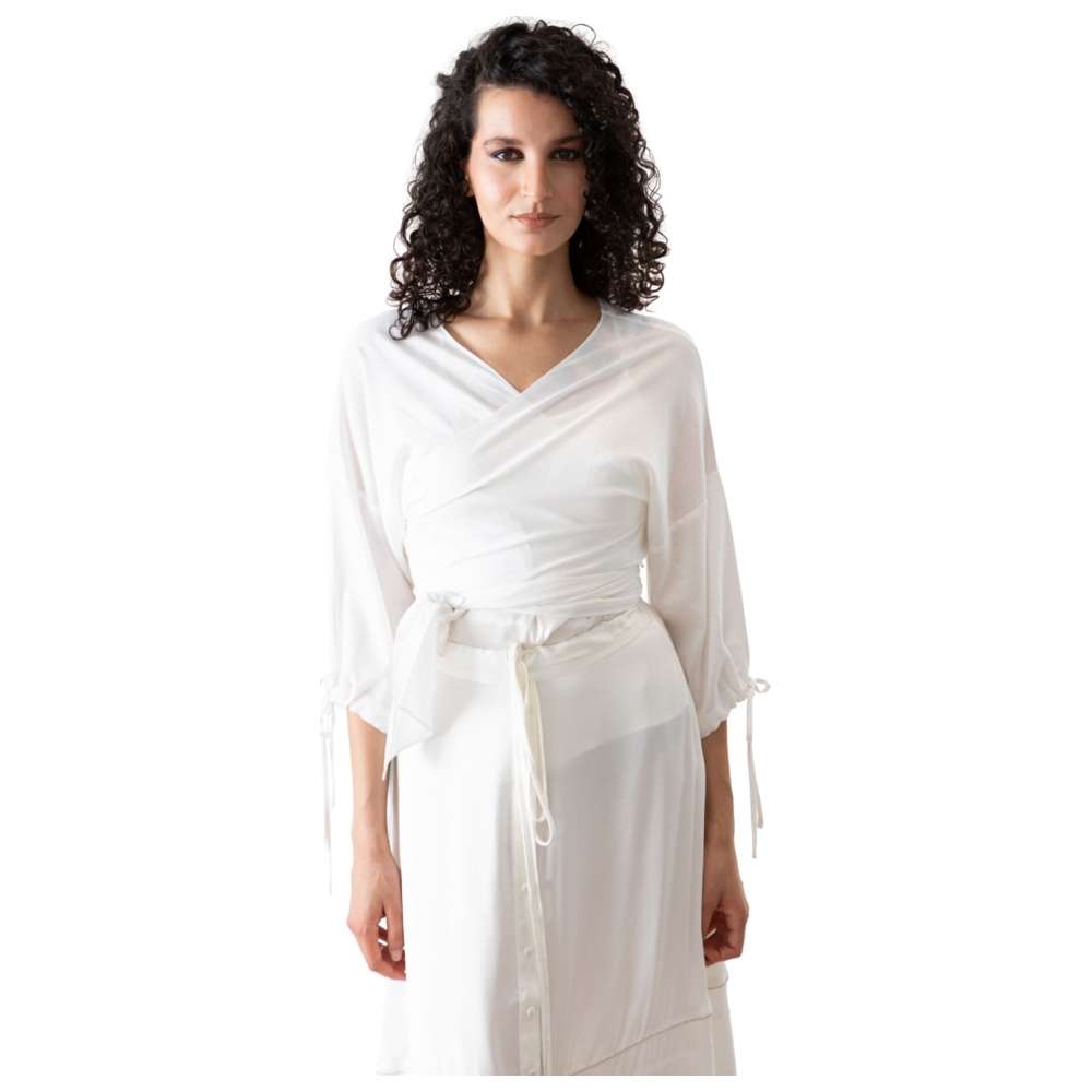 Stylebug - Women's Solid Reversible Wrap Top - White