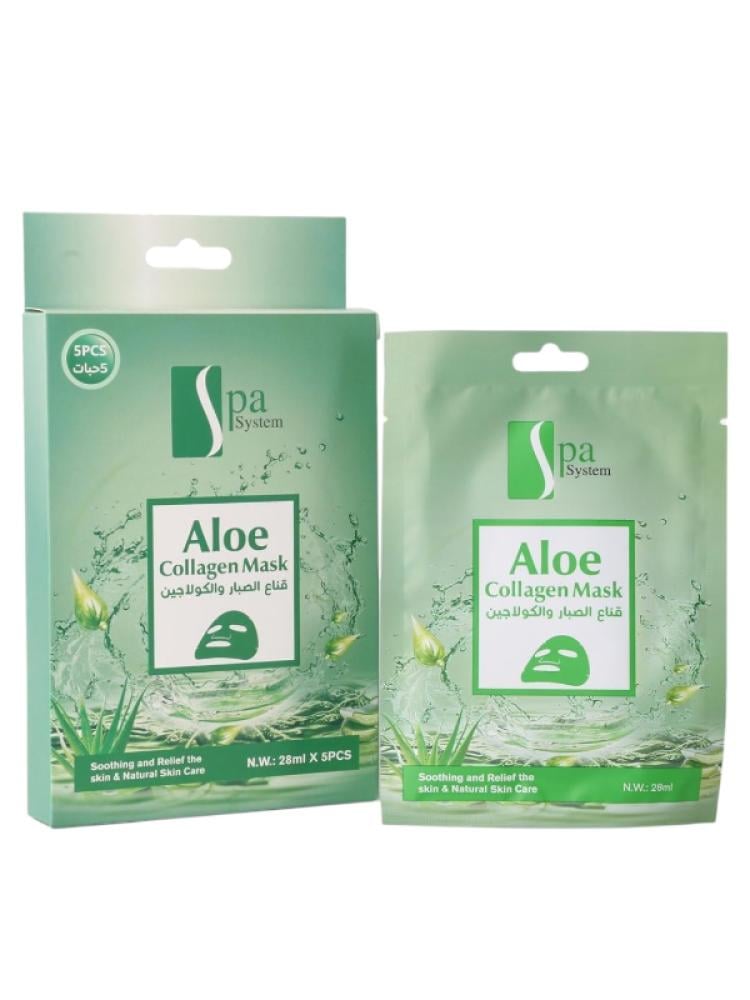 Spa System - Aloe Vera & Collagen Facial Sheet Mask - Pack Of 5