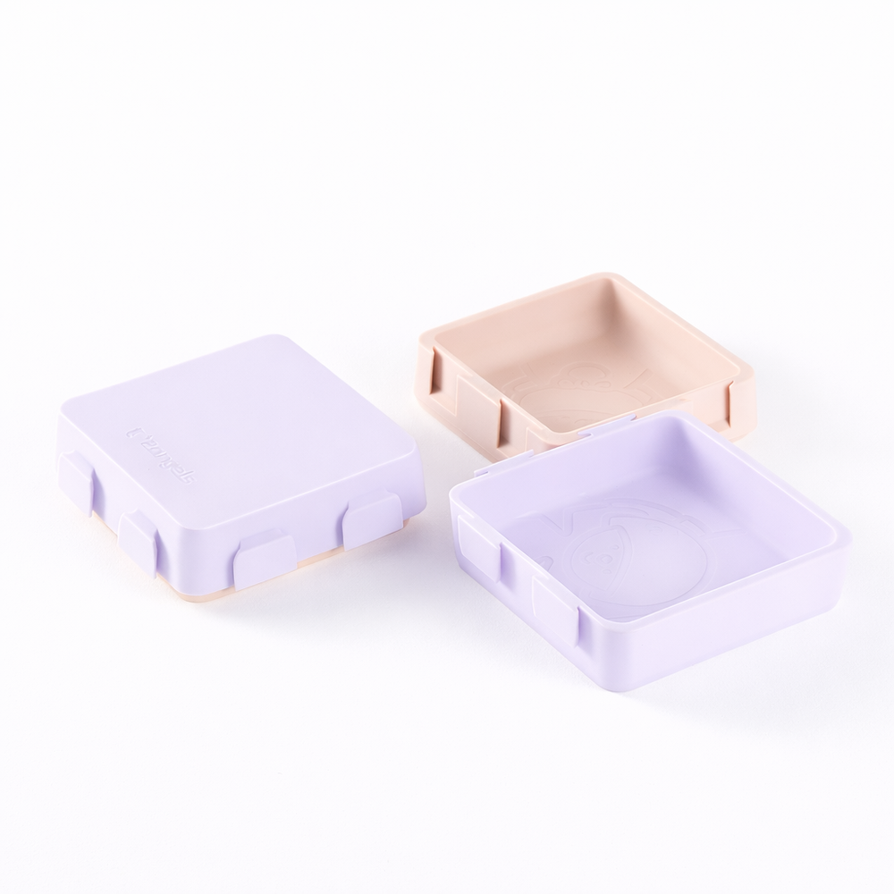 2angels - 2-In-1 Pack N' Go Puzzle Silicone Plate & Bowl - Lavender/Latte - 2 Pcs