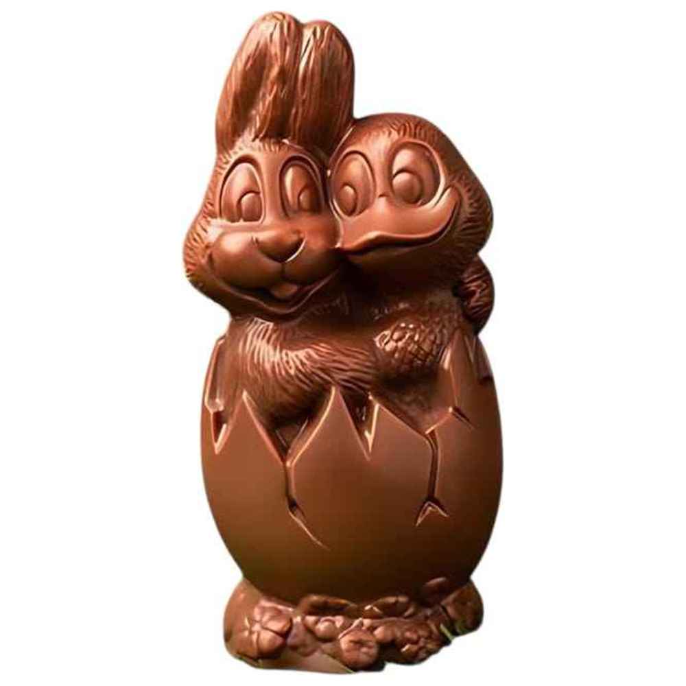 Kiam - Premium Chocolate Egg - Bunny & Duck - 16 cm