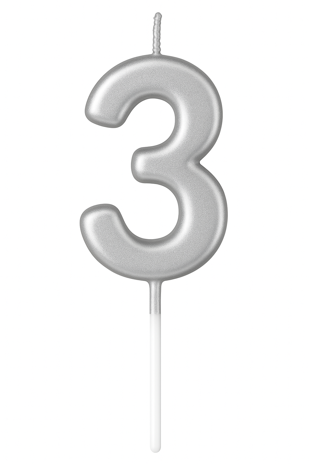 Share The Love Number 3 Birthday Candle - Silver