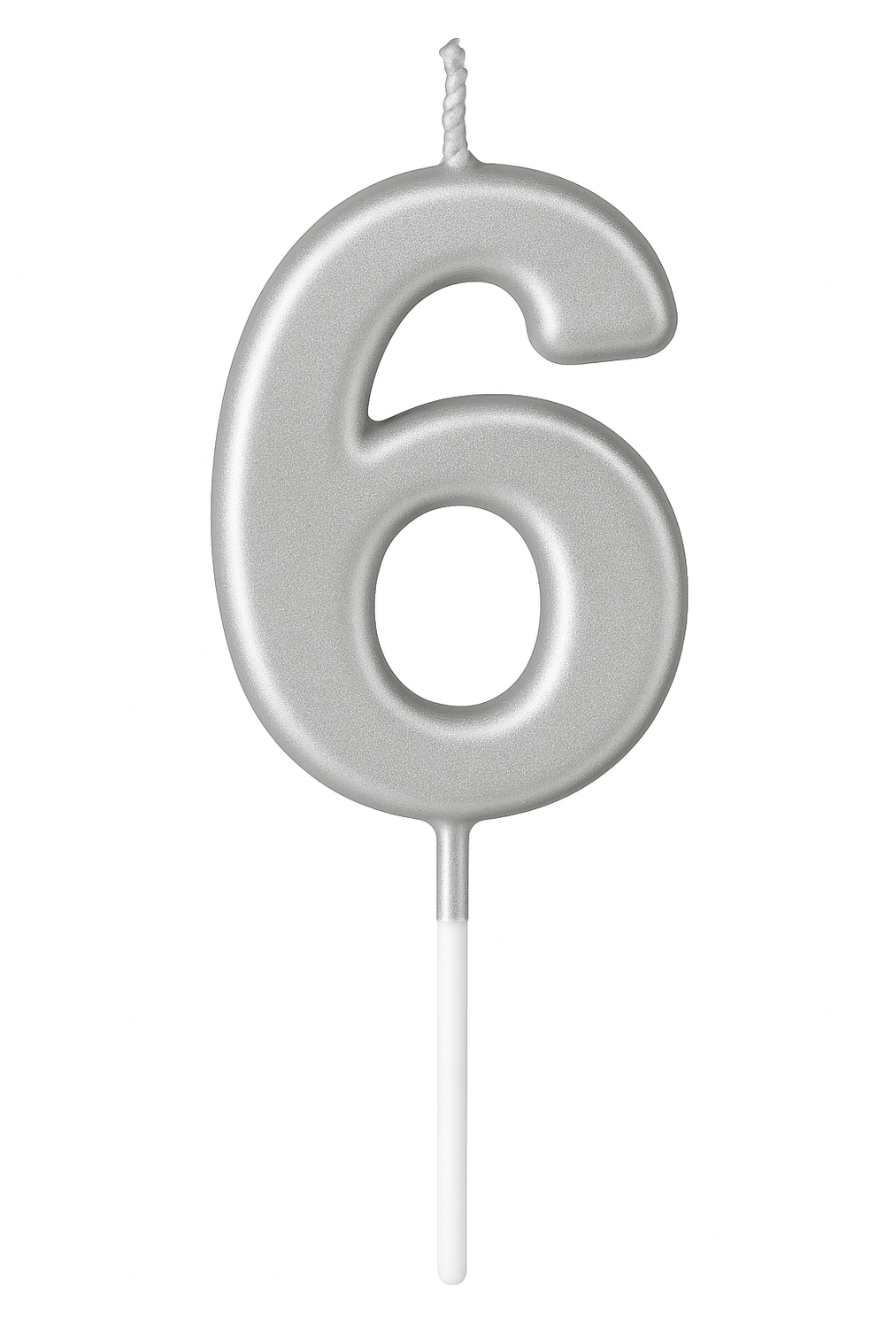 Share The Love Number 6 Birthday Candle - Silver