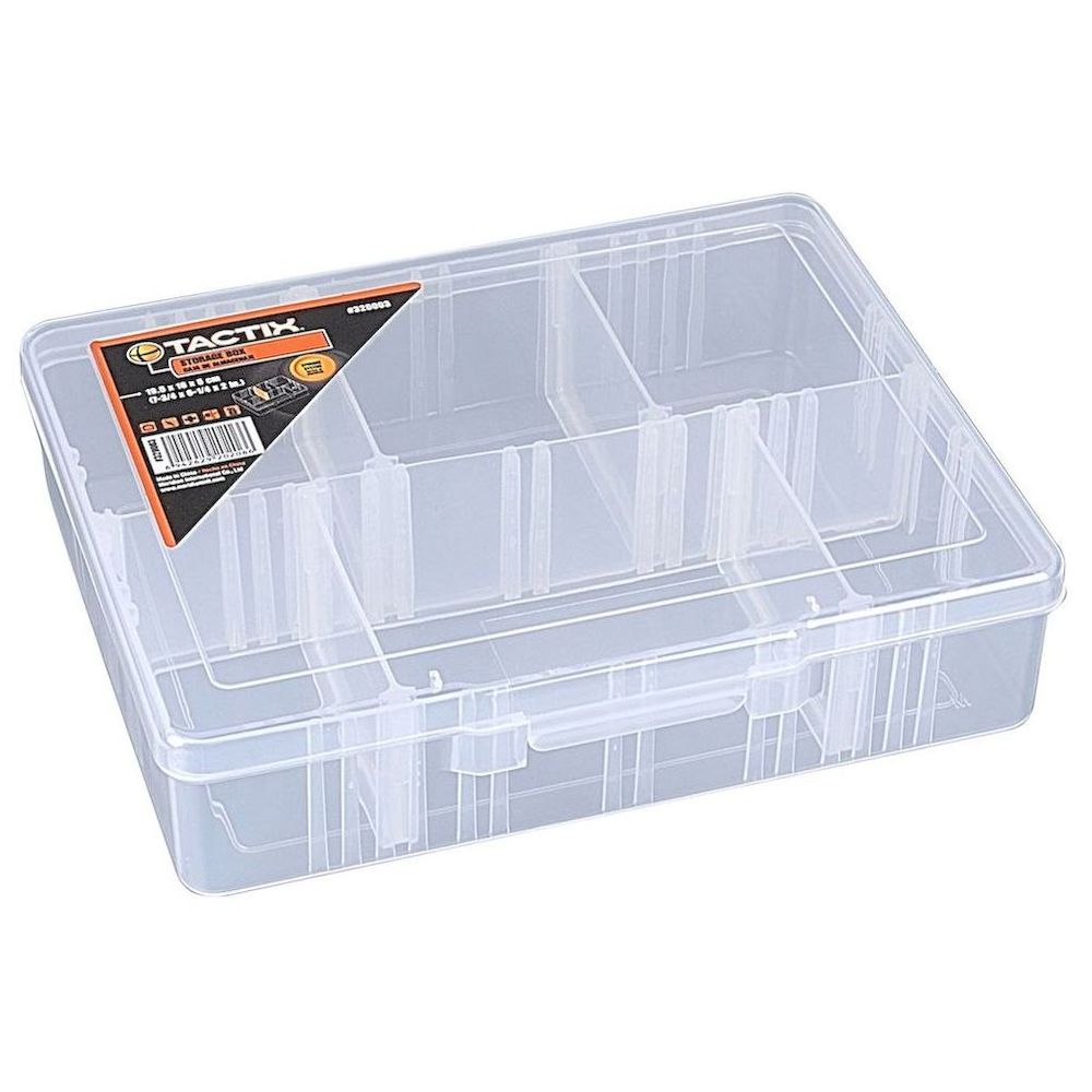 Tactix - 6 Compartment Organizer Storage Box - Clear