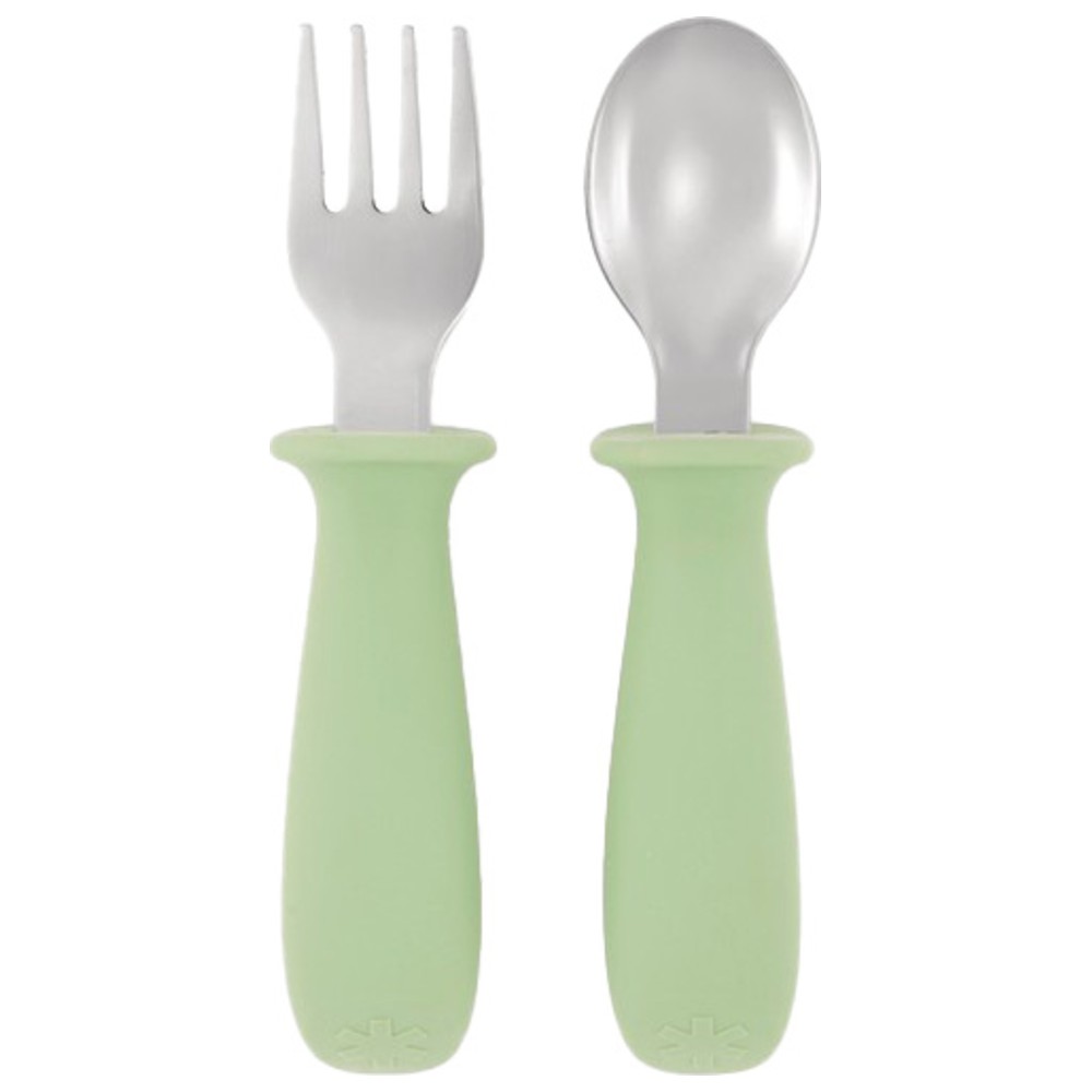 Skip Hop - Besties Squad Silicone Spoon And Fork - Green