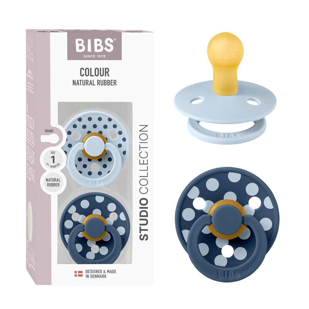 BIBS - Studio Polka Latex Size 1 Baby Pacifiers 0-6M - Pack of 2