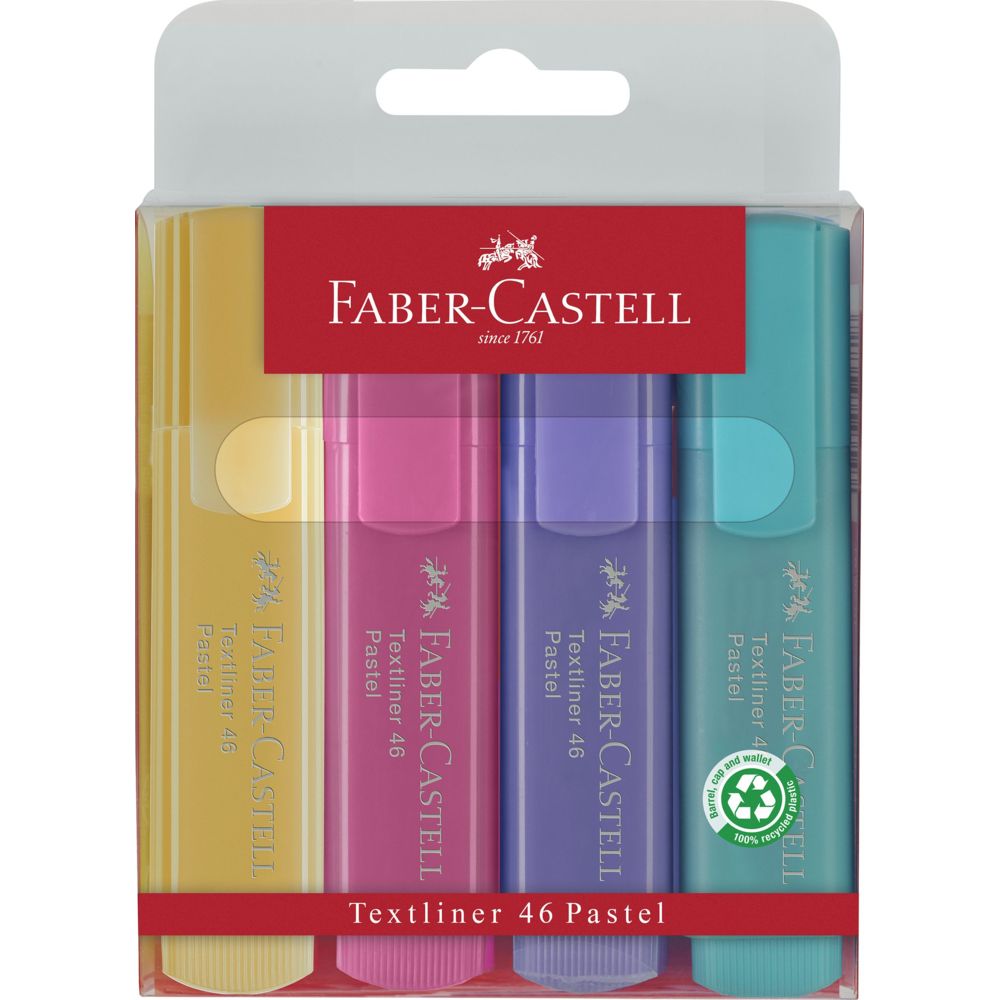 Faber Castell - Textliner 46 Pastel Highlighter - 4 Pc Set