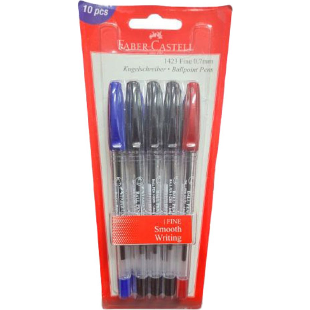 Faber Castell - Ballpoint Pens - Assorted Colors - 10 Pc Set