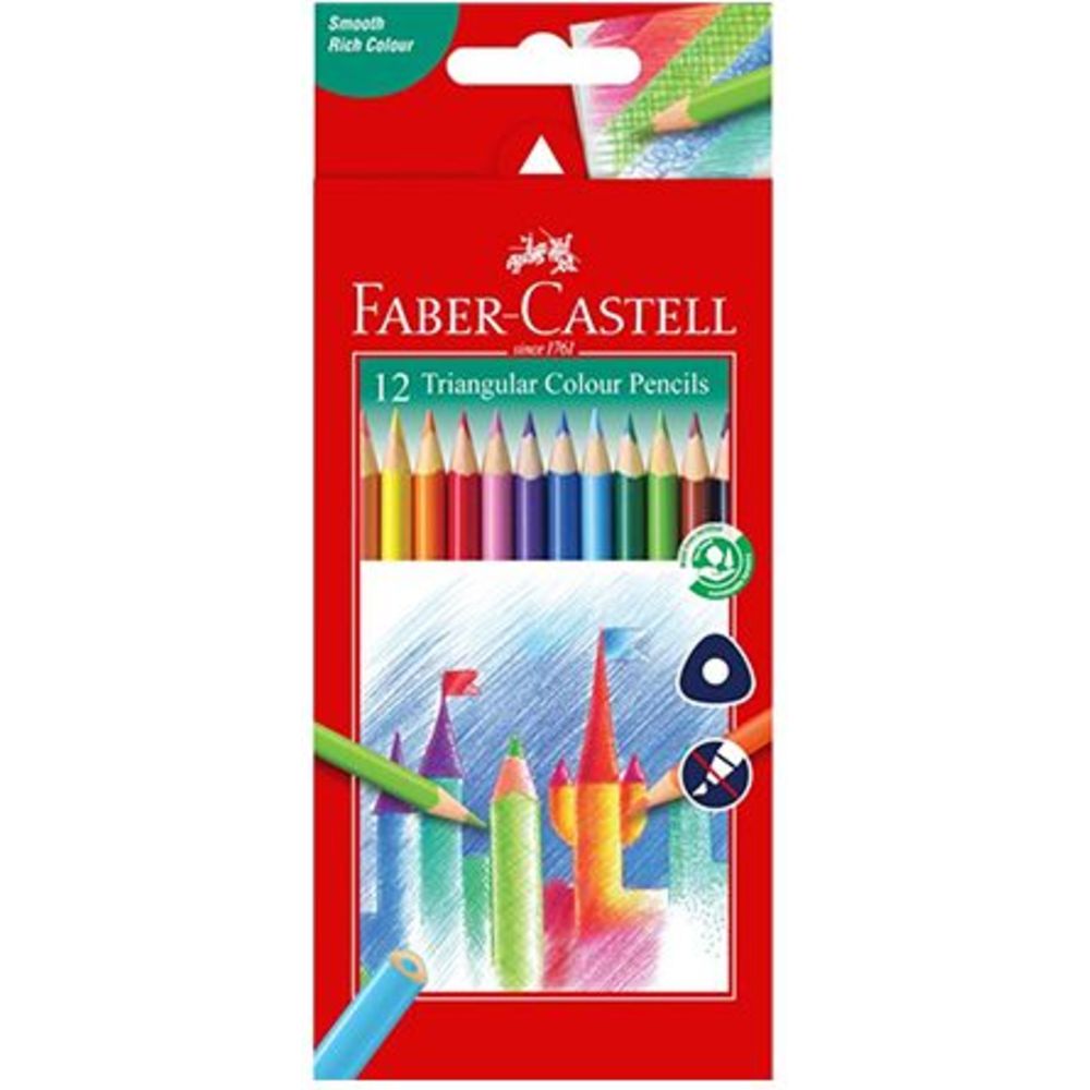 Faber Castell - Triangular Colour Pencils - 12 Pc Set
