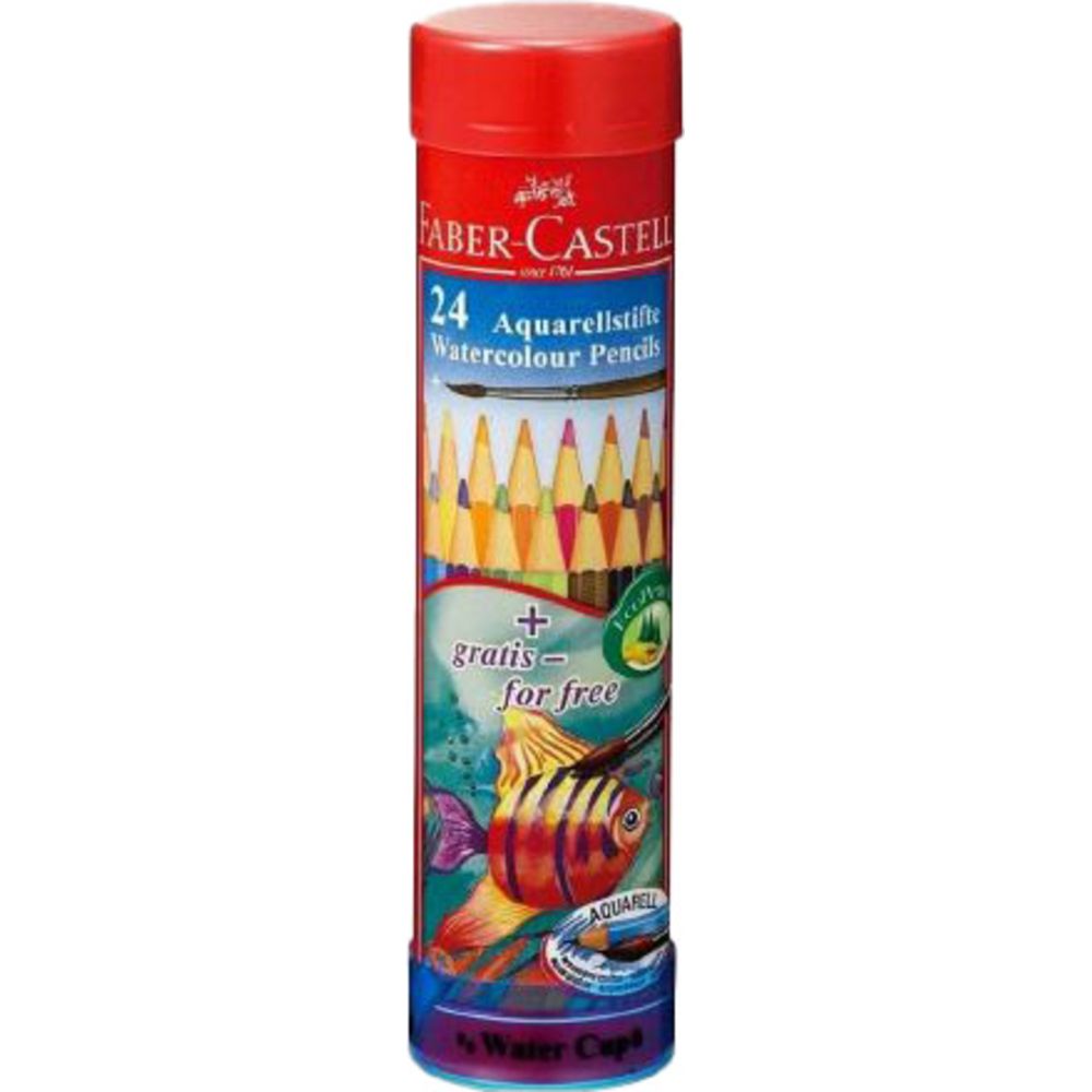 Faber Castell - Watercolour Pencils With Round Tin Case - 24 Pc Set