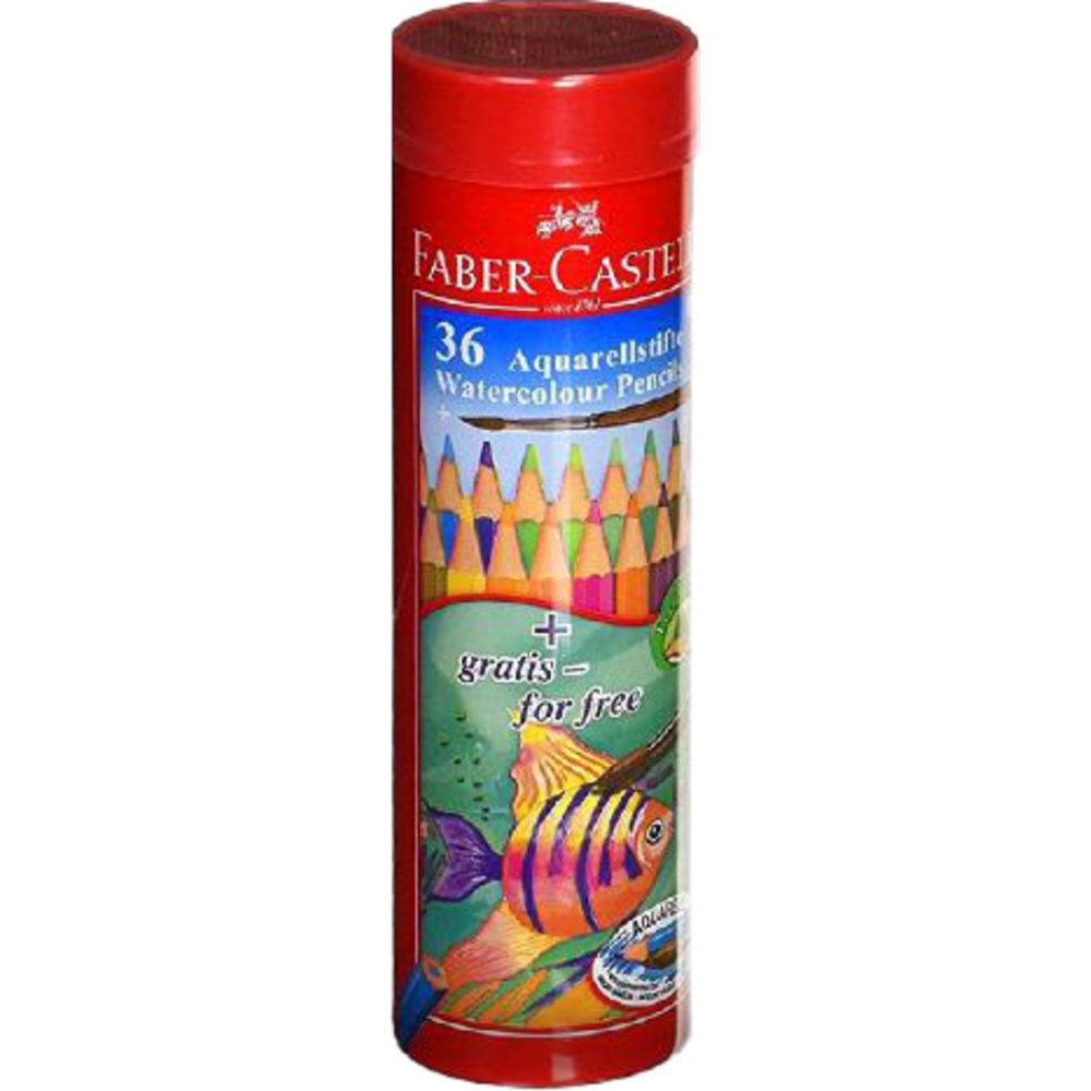 Faber Castell - Watercolour Pencils With Round Tin Case - 36 Pc Set