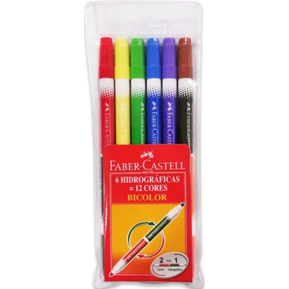 Faber Castell - Double Ended Washable Fiber Pen - 6 Pc Set