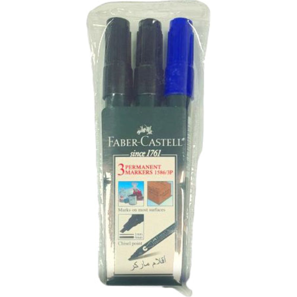 فابر كاستل - قلم تحديد دائم بطرف مشطوف - مجموعة من 3 قطع