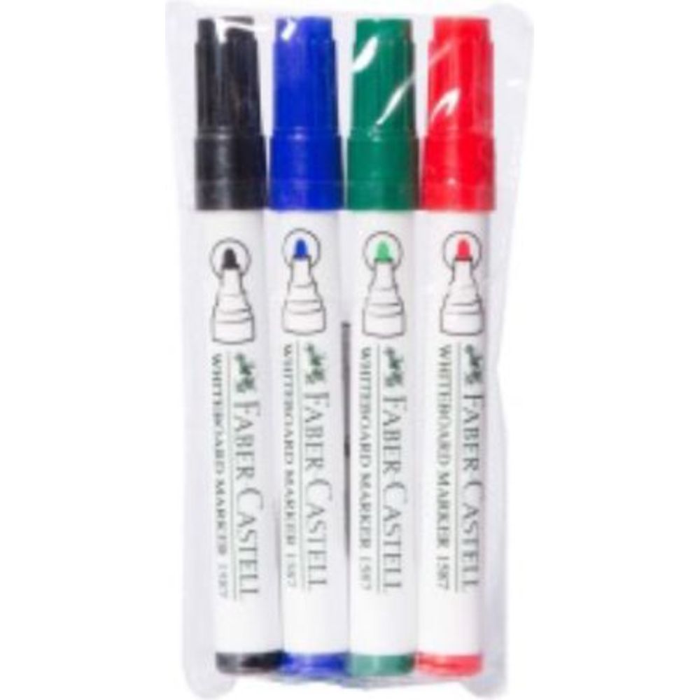 Faber Castell - Whiteboard Markers With Chisel Tip Wallet - 4 Pc Set