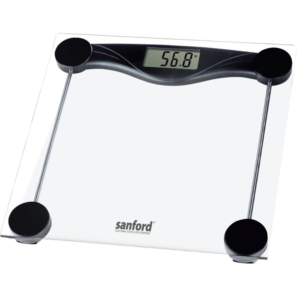 Sanford - Glass Electronic Personal Scale - Clear/Black - 180 Kg