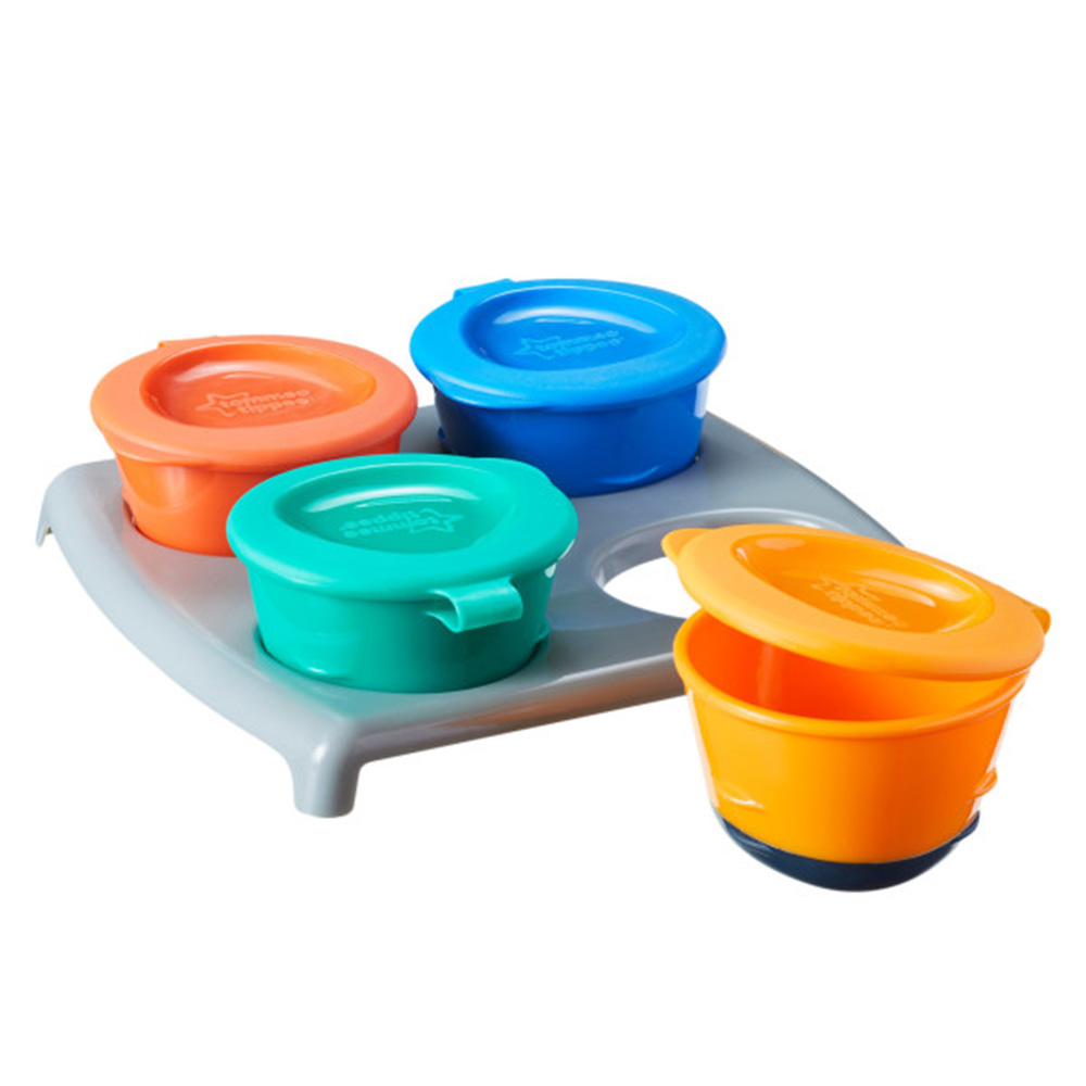 Tommee Tippee - Pop Up Freezer Weaning Pots With Tray - 4 Pcs