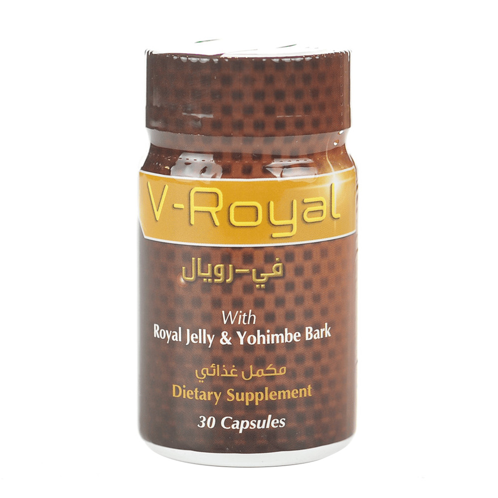 في-رويال - مكمل غذائي من غذاء ملكات النحل ولحاء اليوهيمبي - 30 كبسولة
