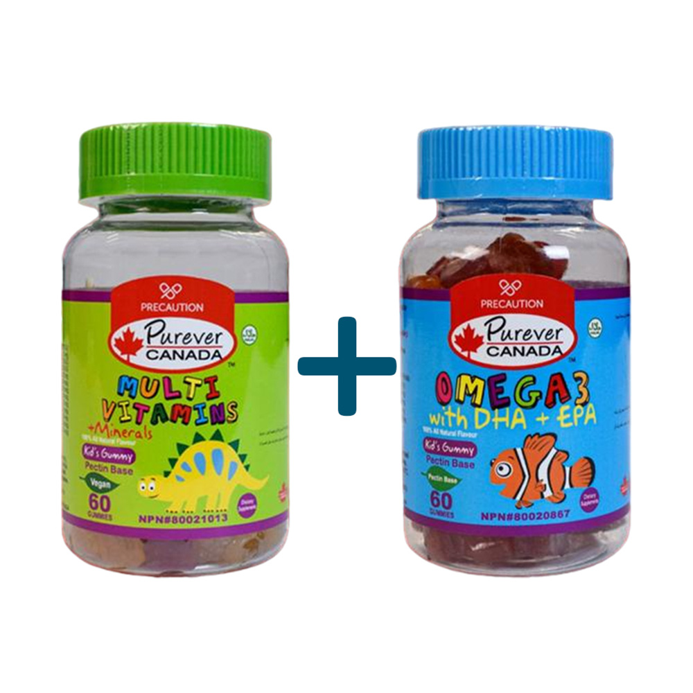 بيورفر - عبوة حلوى للأطفال تحتوي على أوميغا 3 وفيتامينات متعددة - 60 قطعة حلوى